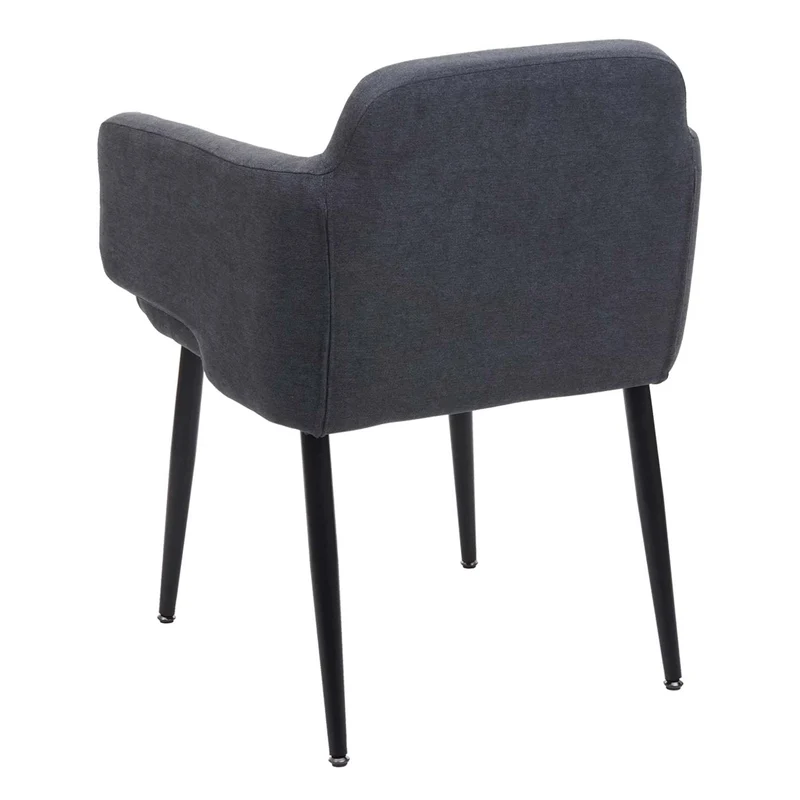 Chaise de salle à manger rembourrée avec accoudoir tissu/textile anthracite et métal 04_0006341