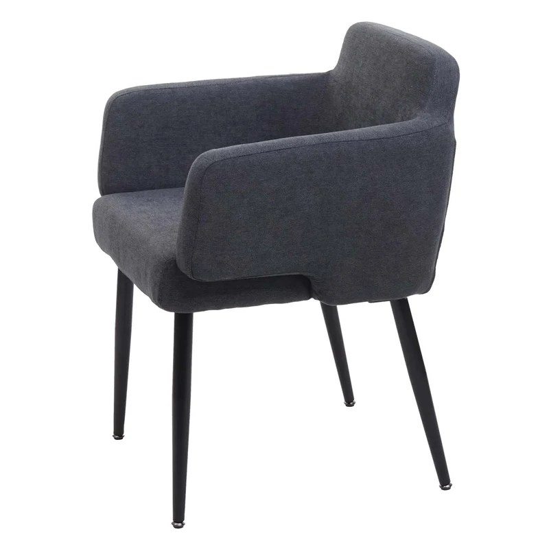 Chaise de salle à manger rembourrée avec accoudoir tissu/textile anthracite et métal 04_0006341