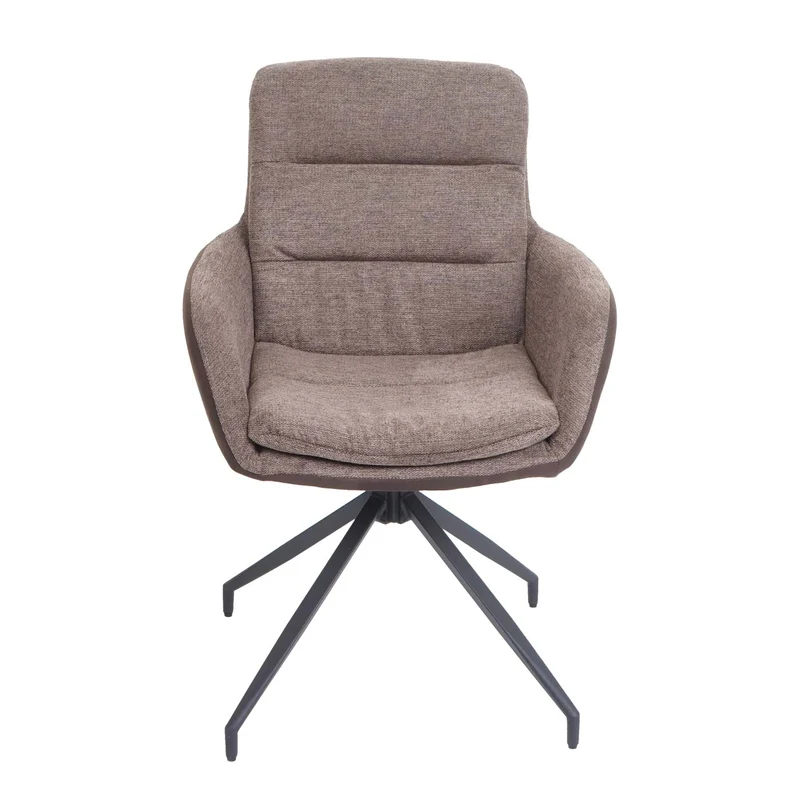 Chaise de salle à manger x1 pivotante en tissu marron foncé avec coutures décoratives 04_0006336