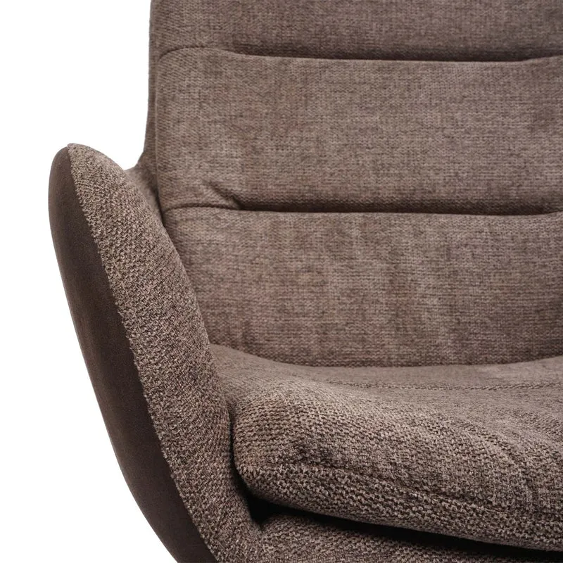 Chaise de salle à manger x1 pivotante en tissu marron foncé avec coutures décoratives 04_0006336