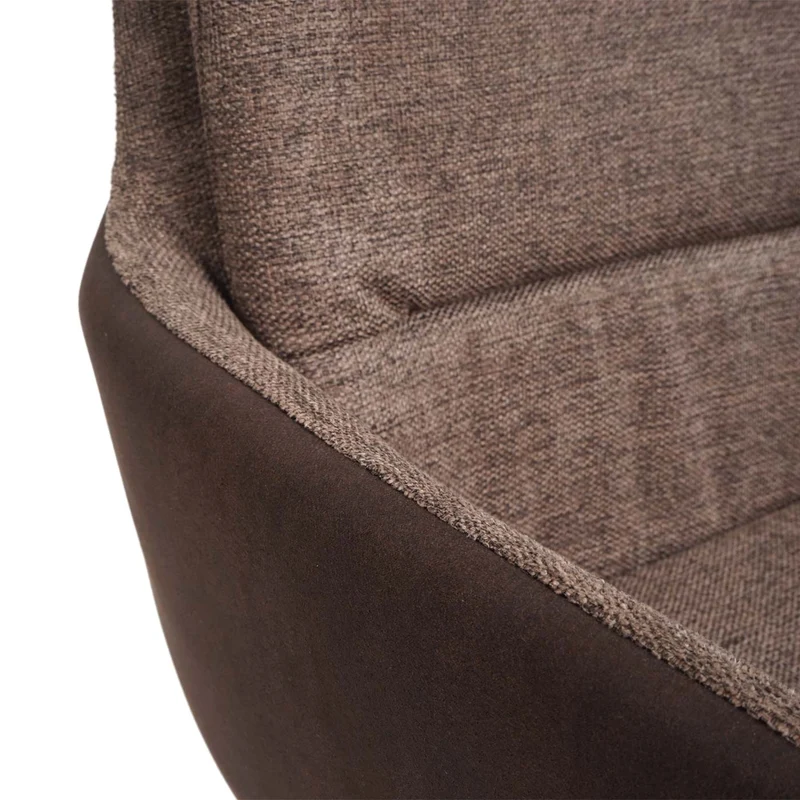 Chaise de salle à manger x1 pivotante en tissu marron foncé avec coutures décoratives 04_0006336