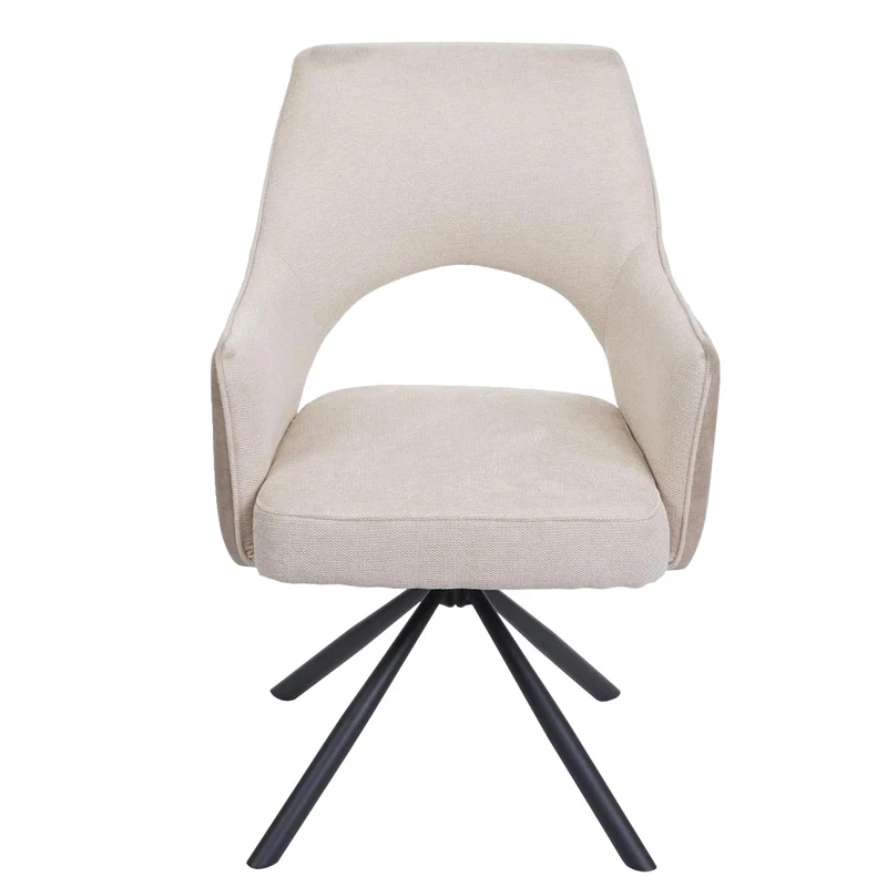 Chaise de salle à manger fauteuil rotatif en tissu/textile crème cadre trépied en métal 04_0006329