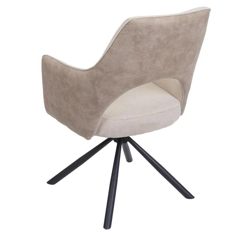 Chaise de salle à manger fauteuil rotatif en tissu/textile crème cadre trépied en métal 04_0006329