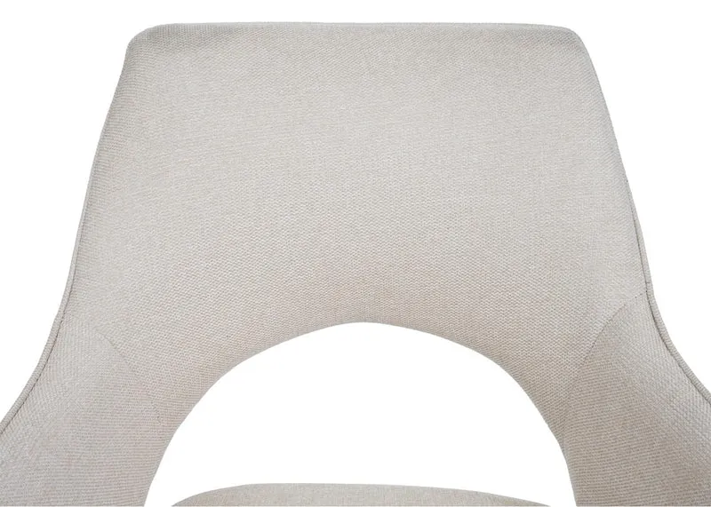 Chaise de salle à manger fauteuil rotatif en tissu/textile crème cadre trépied en métal 04_0006329