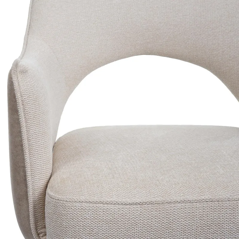 Chaise de salle à manger fauteuil rotatif en tissu/textile crème cadre trépied en métal 04_0006329