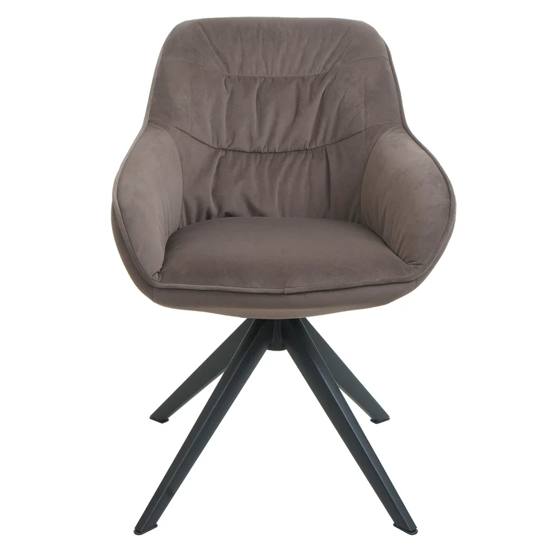 Chaise de salle à manger rembourrée avec accoudoir rotatif en métal tissu/textile marron 04_0006328