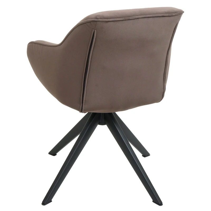 Chaise de salle à manger rembourrée avec accoudoir rotatif en métal tissu/textile marron 04_0006328