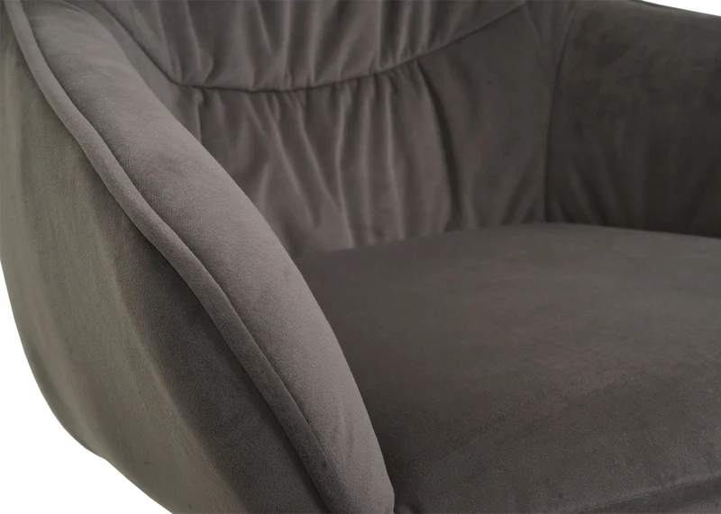 Chaise de salle à manger rembourrée avec accoudoir rotatif en métal tissu/textile marron 04_0006328