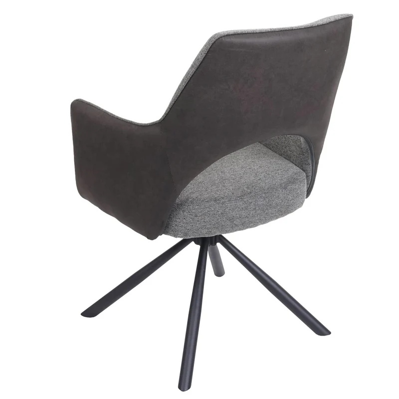 Chaise de salle à manger fauteuil rotatif en tissu/textile gris foncé cadre trépied en métal 04_0006330