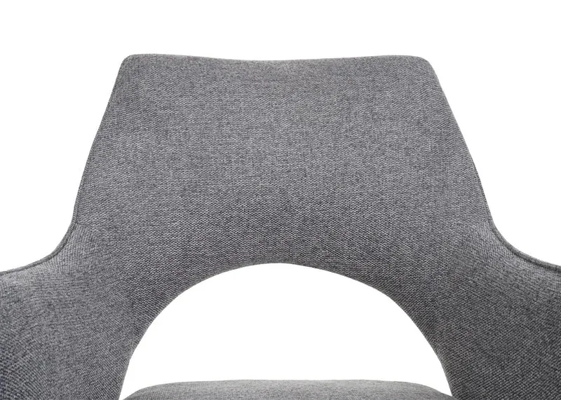 Chaise de salle à manger fauteuil rotatif en tissu/textile gris foncé cadre trépied en métal 04_0006330