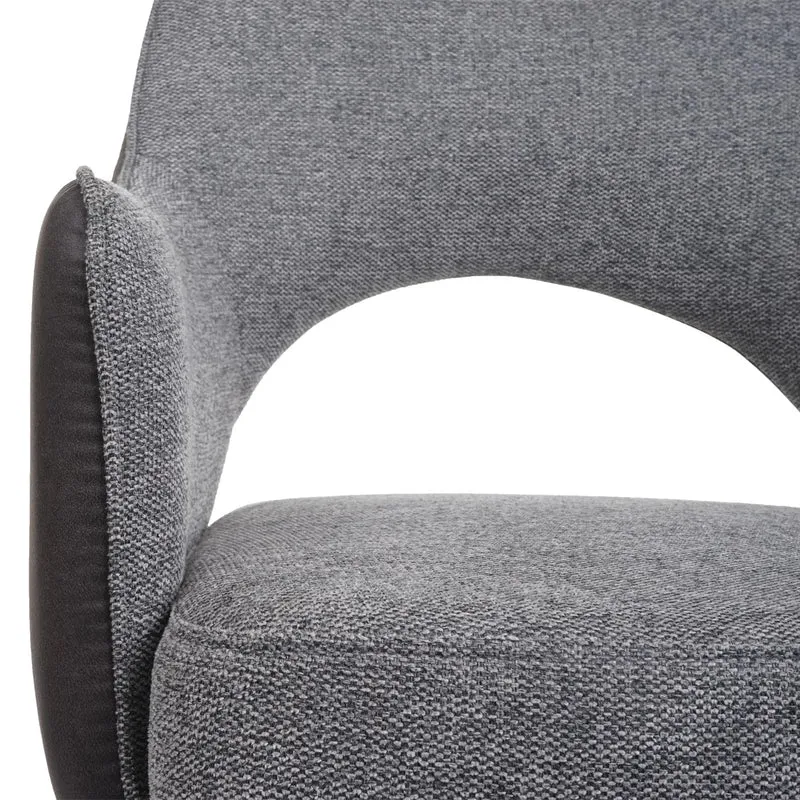 Chaise de salle à manger fauteuil rotatif en tissu/textile gris foncé cadre trépied en métal 04_0006330