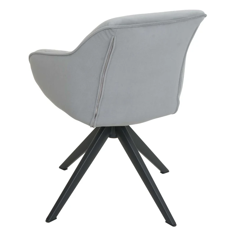 Chaise de salle à manger rembourrée avec accoudoir rotatif en métal tissu/textile gris clair 04_0006327