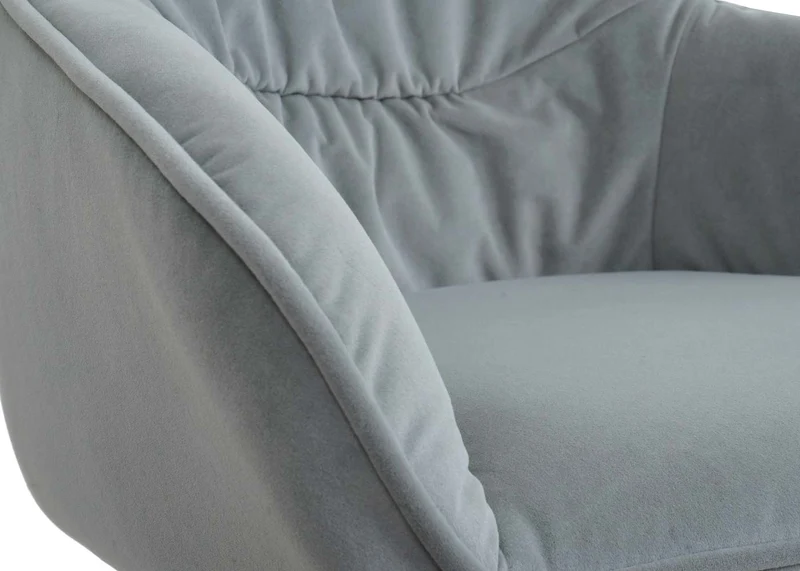 Chaise de salle à manger rembourrée avec accoudoir rotatif en métal tissu/textile gris clair 04_0006327