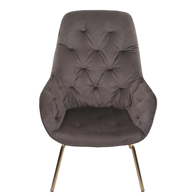 Chaise de salle à manger rembourrée chaise de salon avec accoudoir métal et velours marron clair 04_0006321