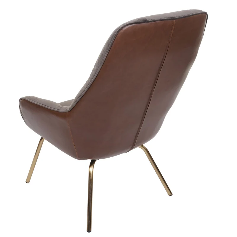 Chaise de salle à manger rembourrée chaise de salon avec accoudoir métal et velours marron clair 04_0006321