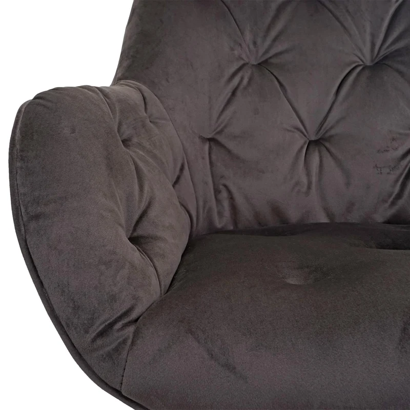 Chaise de salle à manger rembourrée chaise de salon avec accoudoir métal et velours marron clair 04_0006321