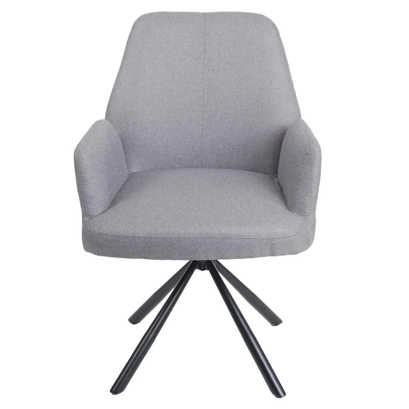 Chaise de salle à manger fauteuil pivotant avec accoudoirs en tissu/textile gris clair 04_0006313
