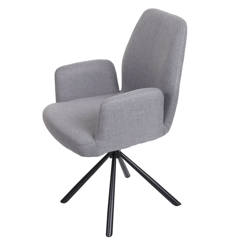 Chaise de salle à manger fauteuil pivotant avec accoudoirs en tissu/textile gris clair 04_0006313