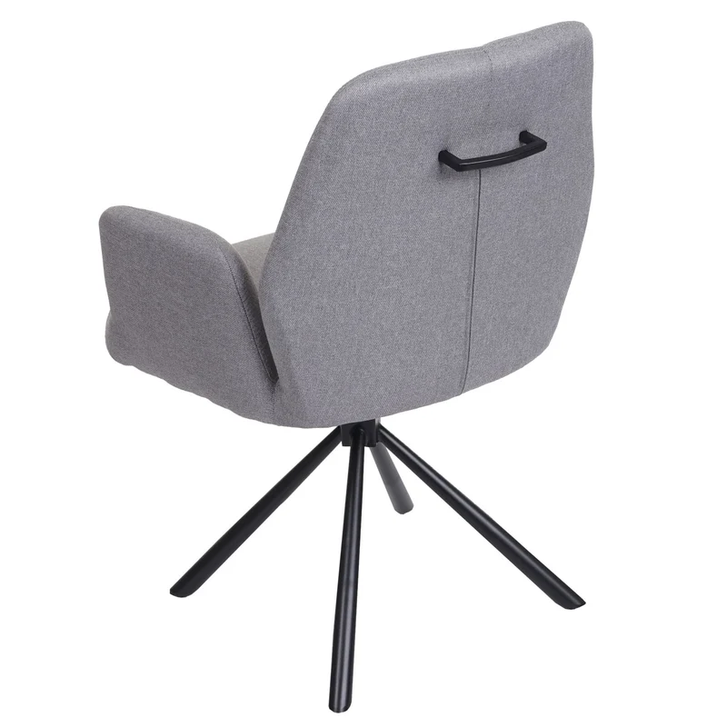 Chaise de salle à manger fauteuil pivotant avec accoudoirs en tissu/textile gris clair 04_0006313
