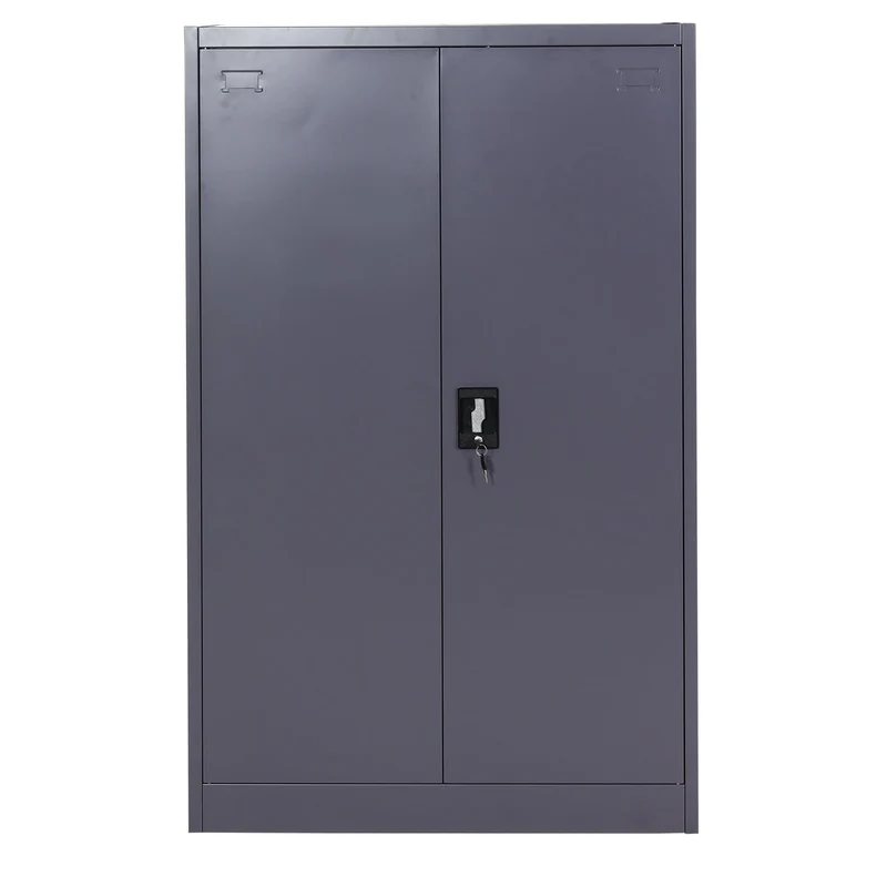 Armoire de bureau en acier 2 portes verrouillables en métal 140x90x40 cm gris foncé 04_0006412
