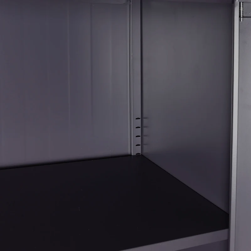 Armoire de bureau en acier 2 portes verrouillables en métal 185x90x40 cm gris foncé 04_0006413