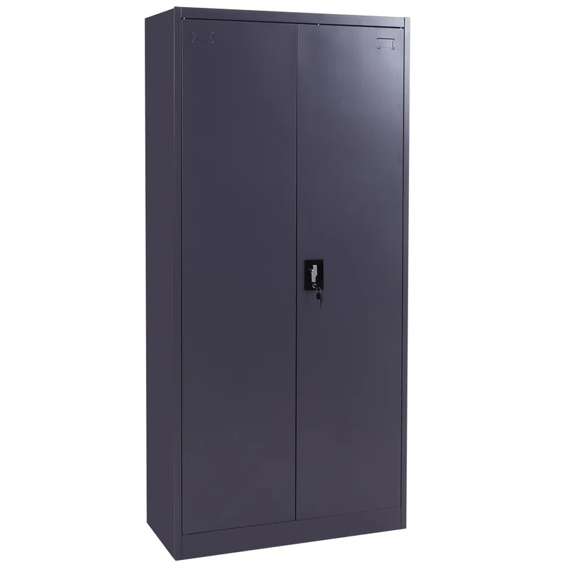 Armoire de bureau en acier 2 portes verrouillables en métal 185x90x40 cm gris foncé 04_0006413