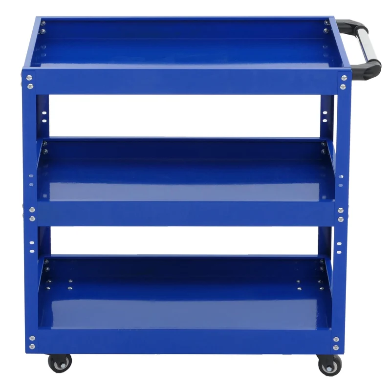 Chariot à outils desserte d'atelier chariot de transport roues poignée 3 zones de chargement acier 73 x 73 x 36 cm bleu 04_0006408