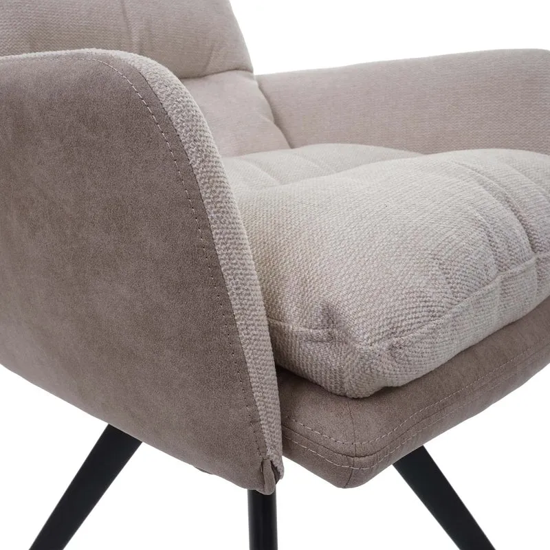 Chaise de salle à manger chaise de cuisine pivotante position automatique tissu/textile crème avec accoudoir 04_0006291