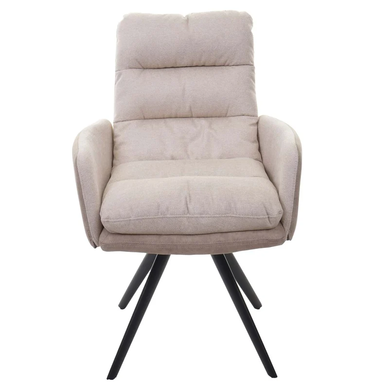 Chaise de salle à manger chaise de cuisine pivotante position automatique tissu/textile crème avec accoudoir 04_0006291