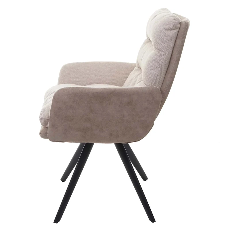 Chaise de salle à manger chaise de cuisine pivotante position automatique tissu/textile crème avec accoudoir 04_0006291