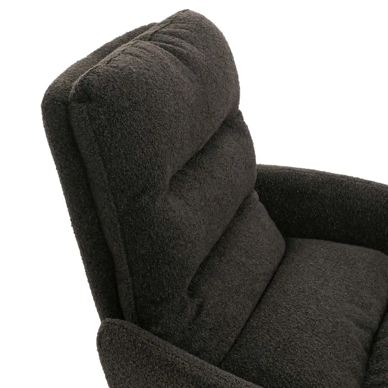 Chaise de salle à manger chaise de cuisine pivotante position automatique tissu/textile bouclé mvg gris foncé avec accoudoir 04_0006288