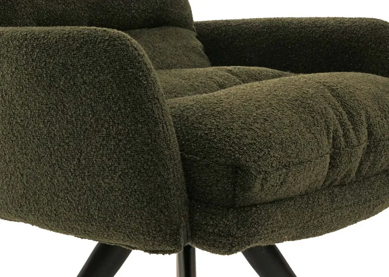 Chaise de salle à manger chaise de cuisine pivotante position automatique tissu/textile bouclé vert avec accoudoir 04_0006290