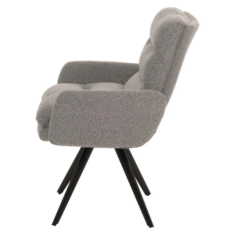 Chaise de salle à manger chaise de cuisine pivotante position automatique tissu/textile bouclé gris clair avec accoudoir 04_0006286