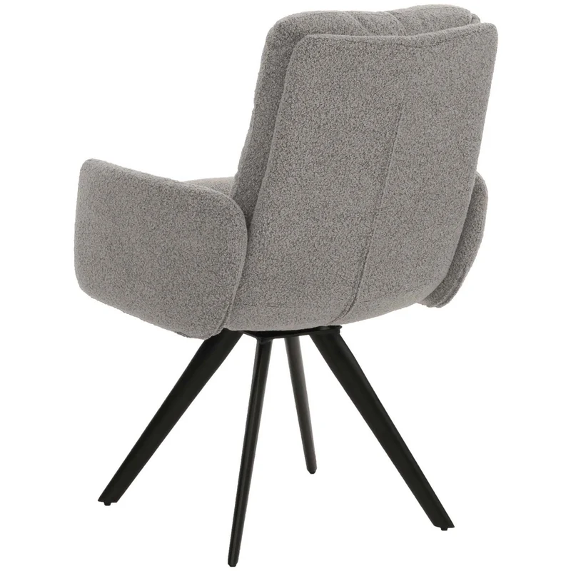 Chaise de salle à manger chaise de cuisine pivotante position automatique tissu/textile bouclé gris clair avec accoudoir 04_0006286