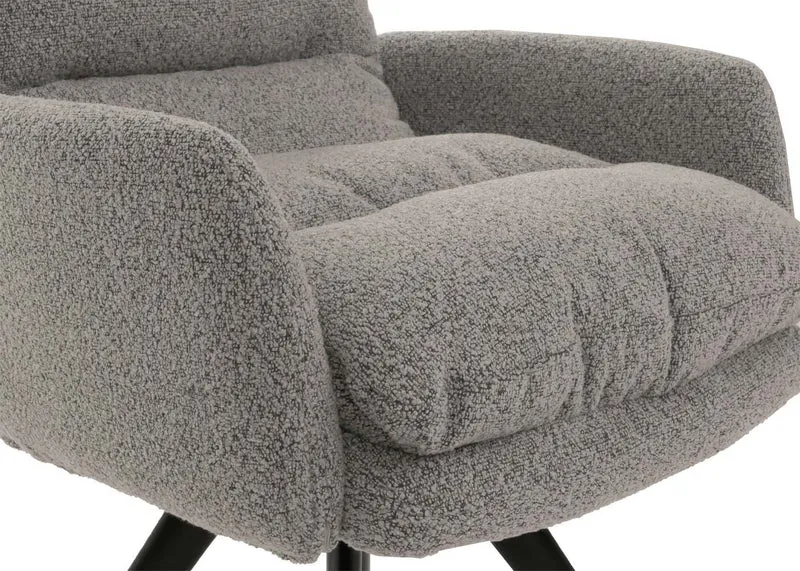 Chaise de salle à manger chaise de cuisine pivotante position automatique tissu/textile bouclé gris clair avec accoudoir 04_0006286