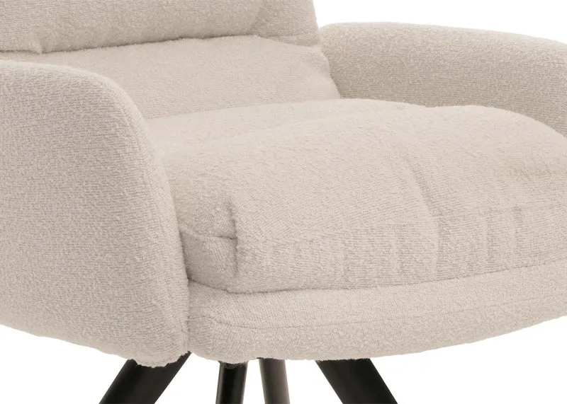 Chaise de salle à manger chaise de cuisine pivotante position automatique tissu/textile bouclé blanc crème avec accoudoir 04_0006285