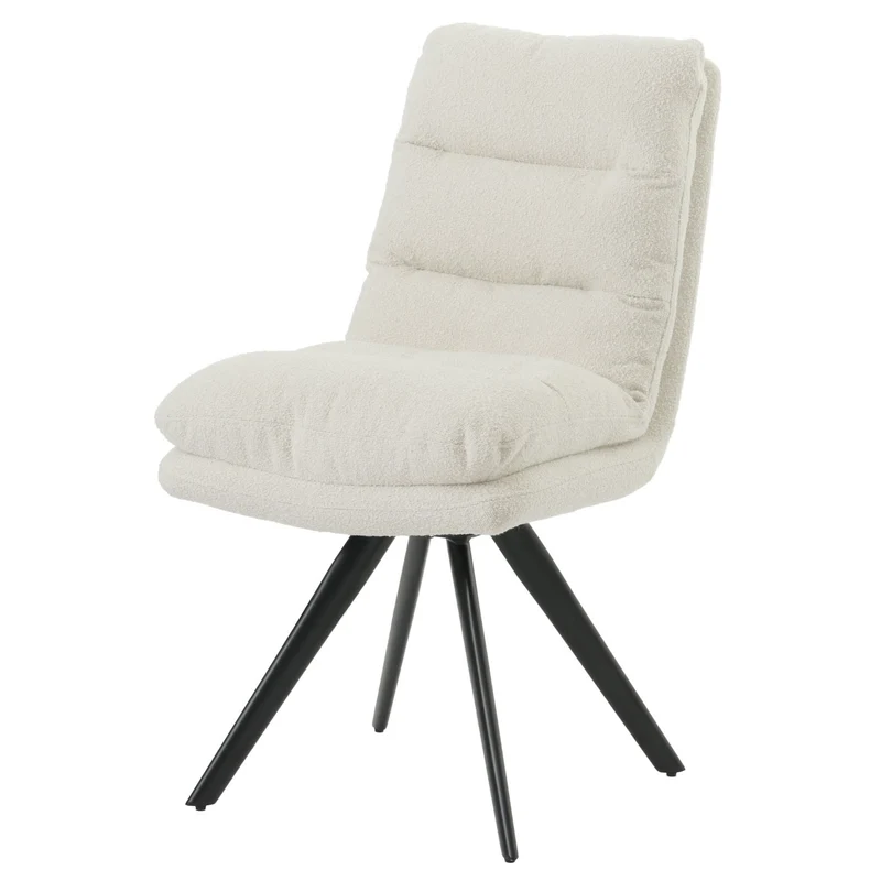 Chaise de salle à manger chaise de cuisine pivotante position automatique tissu/textile bouclé blanc crème 04_0006284