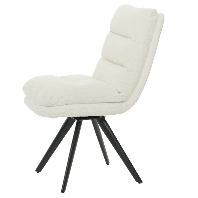 Chaise de salle à manger chaise de cuisine pivotante position automatique tissu/textile bouclé blanc crème 04_0006284