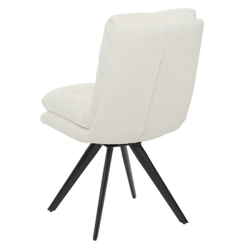 Chaise de salle à manger chaise de cuisine pivotante position automatique tissu/textile bouclé blanc crème 04_0006284