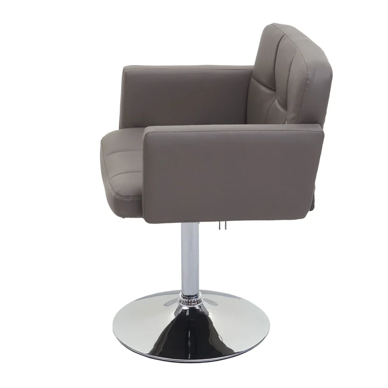 Chaise de salle à manger avec accoudoirs et coutures décoratives pivotante en PVC taupe-gris 04_0006282