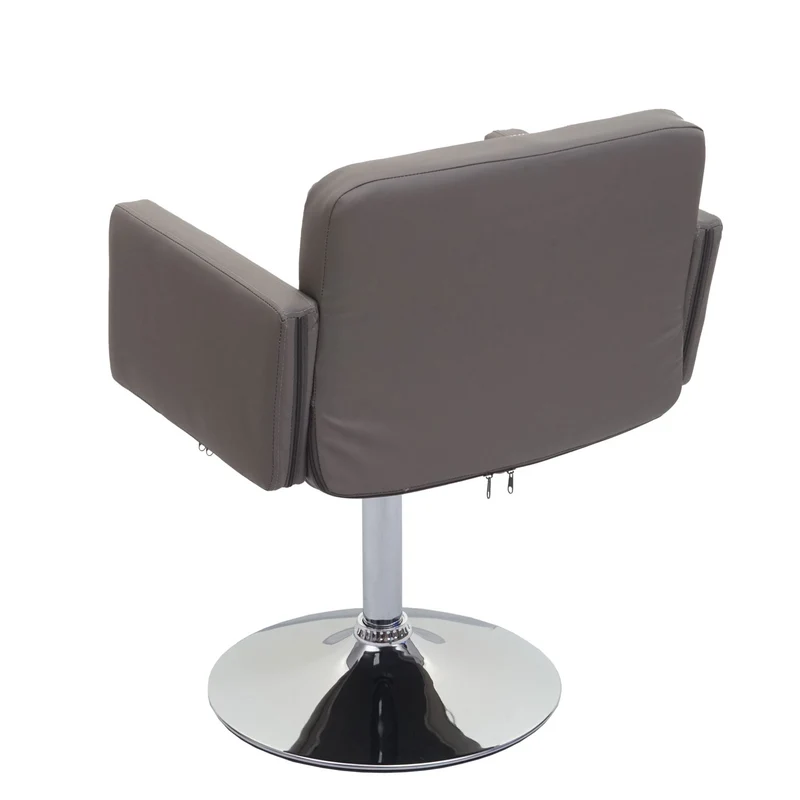 Chaise de salle à manger avec accoudoirs et coutures décoratives pivotante en PVC taupe-gris 04_0006282