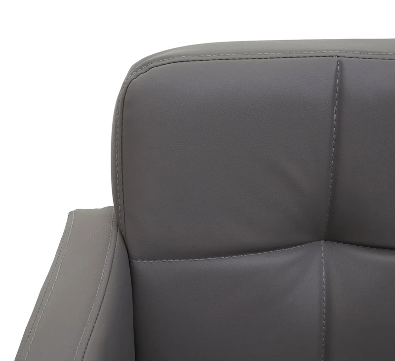 Chaise de salle à manger avec accoudoirs et coutures décoratives pivotante en PVC taupe-gris 04_0006282