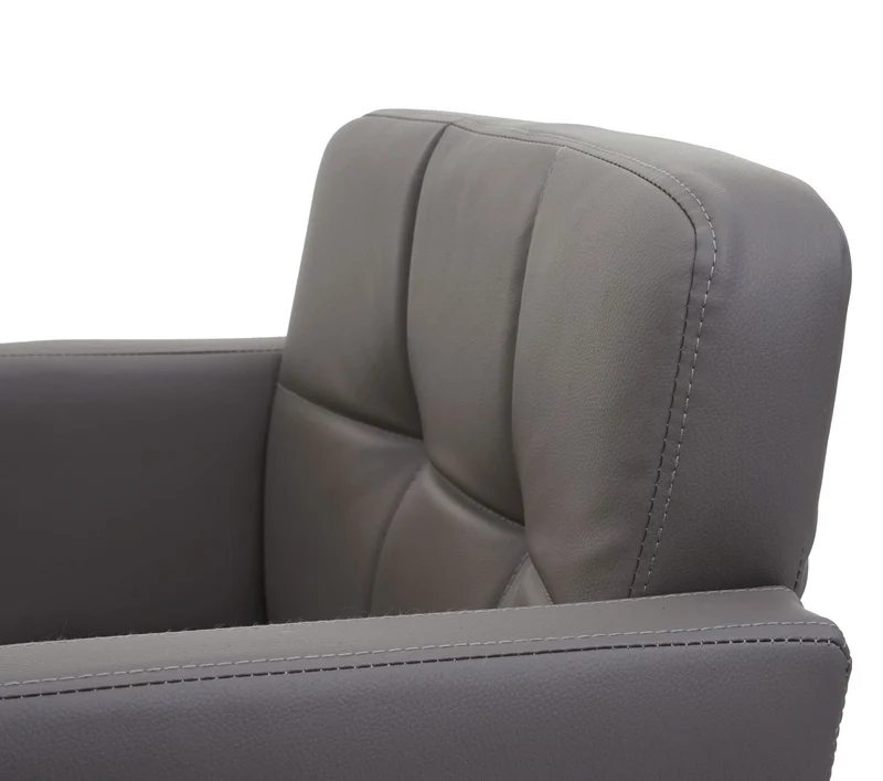 Chaise de salle à manger avec accoudoirs et coutures décoratives pivotante en PVC taupe-gris 04_0006282