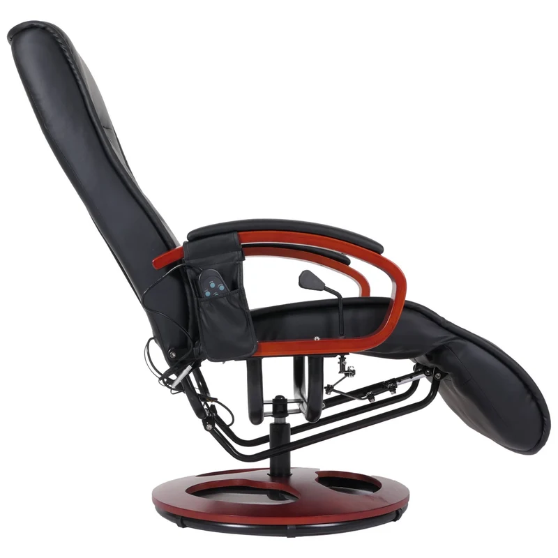 Fauteuil de relaxation avec fonction massage 8 points 5 niveaux d'intensité en PVC noir 04_0006383