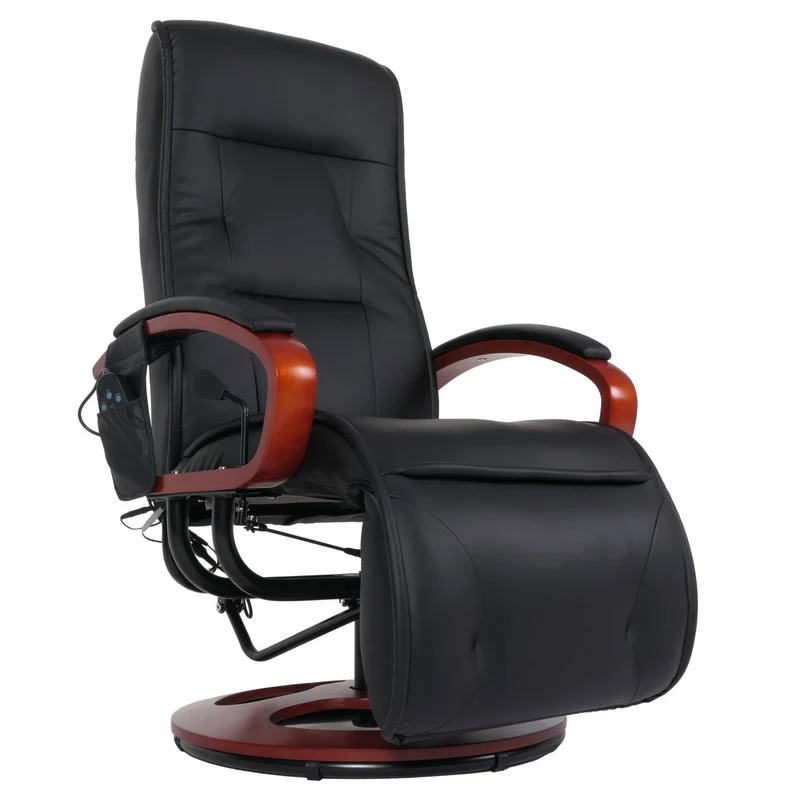 Fauteuil de relaxation avec fonction massage 8 points 5 niveaux d'intensité en PVC noir 04_0006383