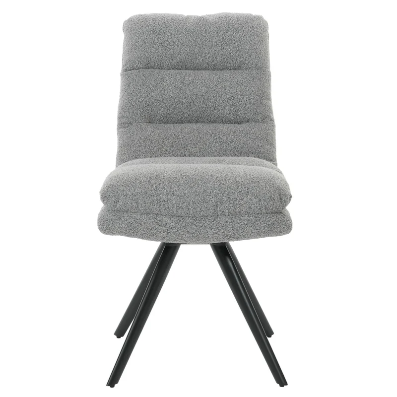 Chaise de salle à manger x1 rotatif en tissu bouclé gris clair rembourrage épais coins arrondis 04_0006279