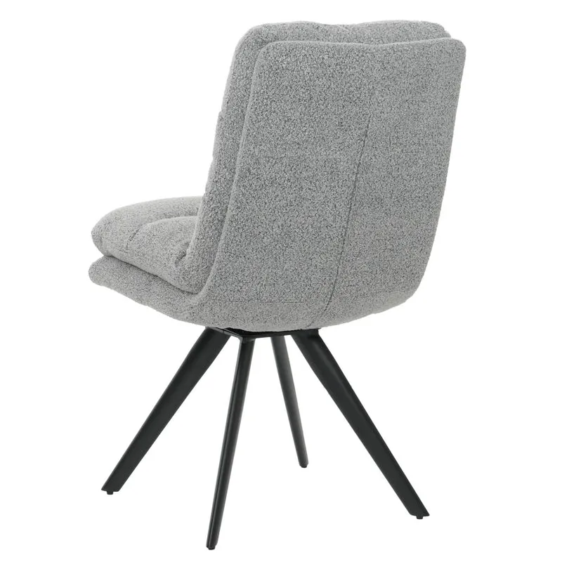 Chaise de salle à manger x1 rotatif en tissu bouclé gris clair rembourrage épais coins arrondis 04_0006279