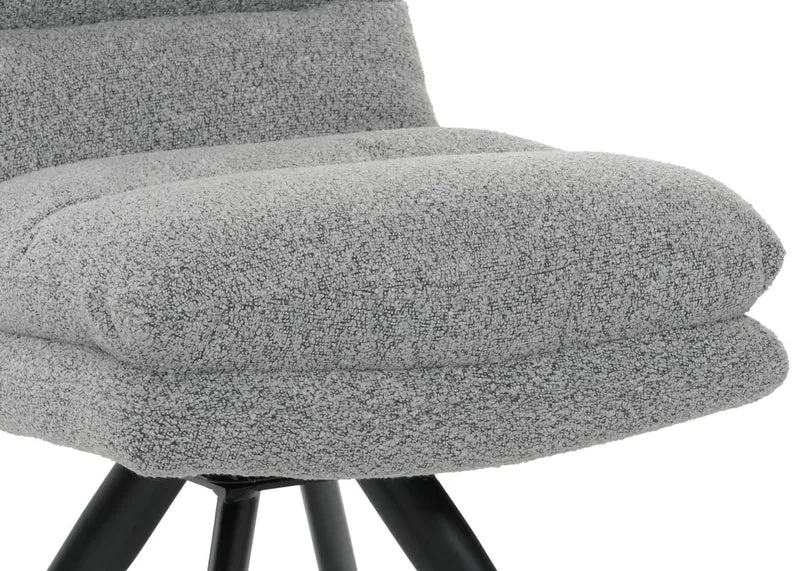 Chaise de salle à manger x1 rotatif en tissu bouclé gris clair rembourrage épais coins arrondis 04_0006279