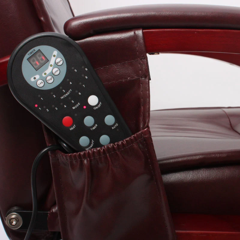 Fauteuil de relaxation avec fonction massage en 8 points 3 niveaux d'intensité en cuir crème 04_0006380
