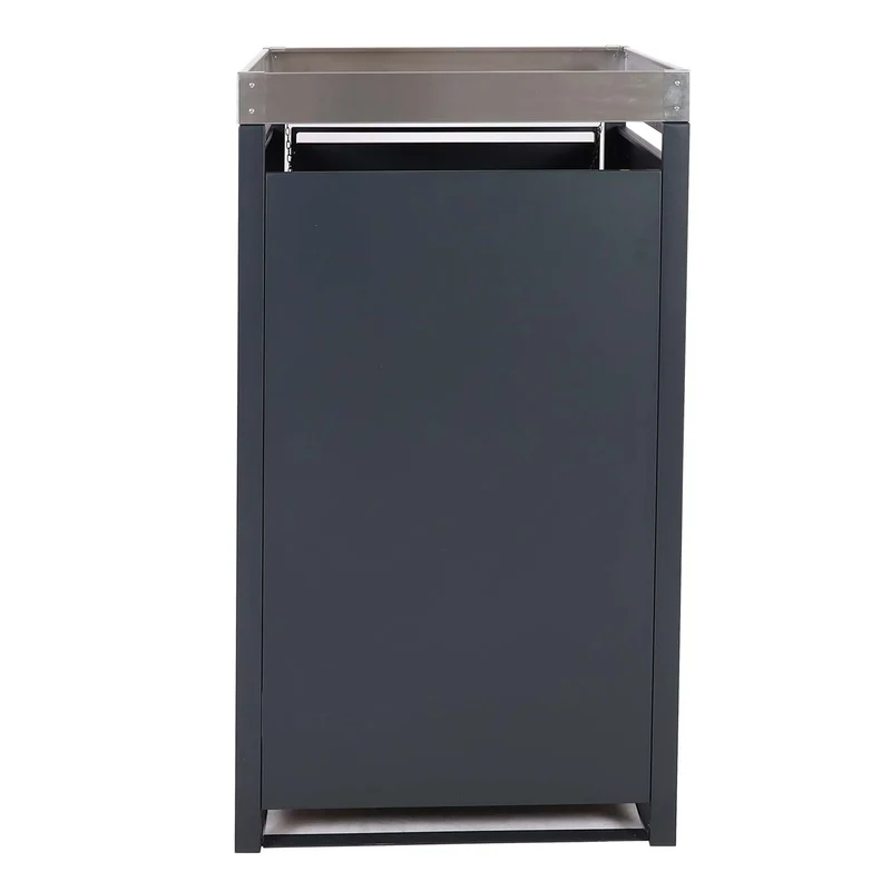 Abri poubelle avec bac à plantes porte verrouillable 125 x 68 x 80 cm métal anthracite doré 04_0005703